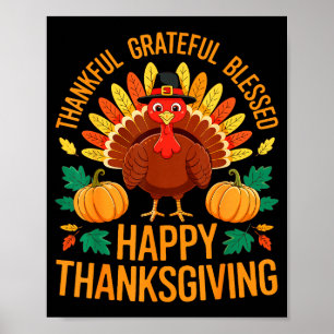 Affiche Chemise de Thanksgiving Heureux Bienheureux Reconn
