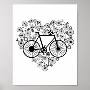 Affiche Chemise de vélo à coeur Mignonne Mtb Route Course