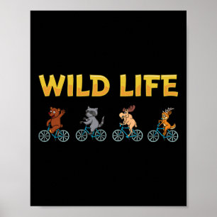 Affiche Chemise de vélo de montagne faune pour enfants et