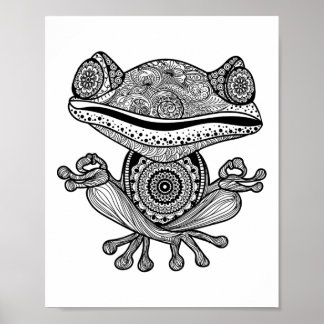 Affiche Chemise de yoga Grenouille de yoga Mandala Méditat