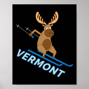 Affiche Chemise d'hiver de ski de Vermont Vt Moose