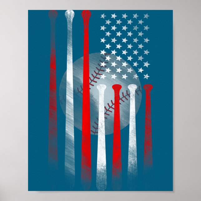 Affiche Chemise Drapeau Américain Vintage Drapeau de Baseb (Devant)