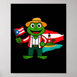 Affiche Chemise Drapeau Grenouille Coqui de Porto Rico Pou