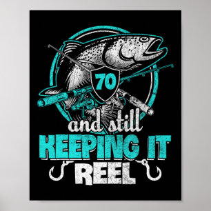 Affiche Chemise drôle d'anniversaire 70 ans pêcheur Keepin