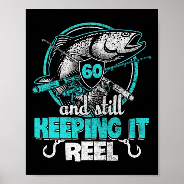 Affiche Chemise drôle d'anniversaire de pêche 60 ans Pêche (Devant)