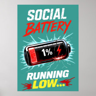 Affiche Chemise drôle de batterie sociale faible pour intr