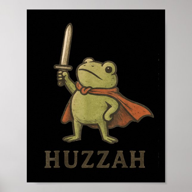 Affiche Chemise drôle de grenouille Huzzah, tee-shirt vint (Devant)