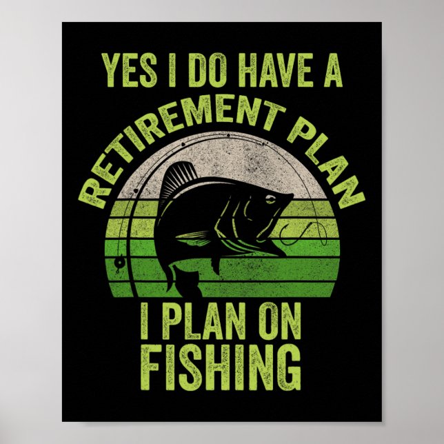 Affiche Chemise drôle de pêche pour hommes retraités  (Devant)