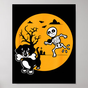 Affiche Chemise drôle de squelette saucisson chien Hallowe