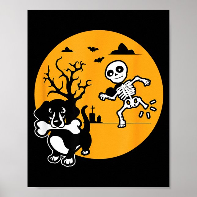 Affiche Chemise drôle de squelette saucisson chien Hallowe (Devant)