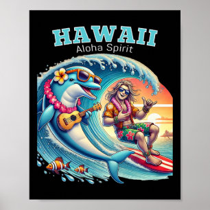 Affiche Chemise drôle de surf - Esprit Aloha Hawaï