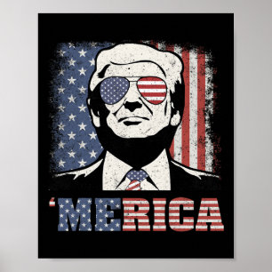 Affiche Chemise drôle de Trump 'Merica pour le 4 juillet d