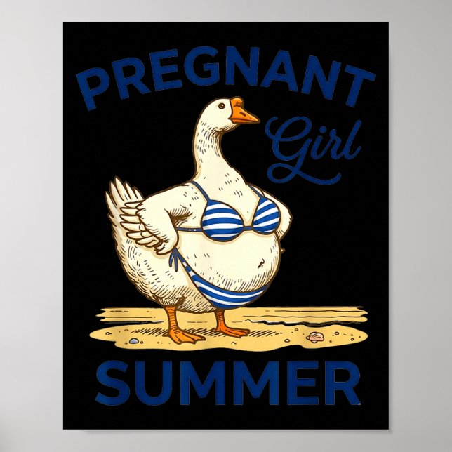 Affiche Chemise drôle d'été de fille enceinte d'oie mignon (Devant)