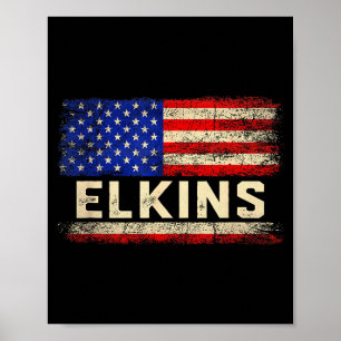 Affiche Chemise du nom de famille Elkins Drapeau américain