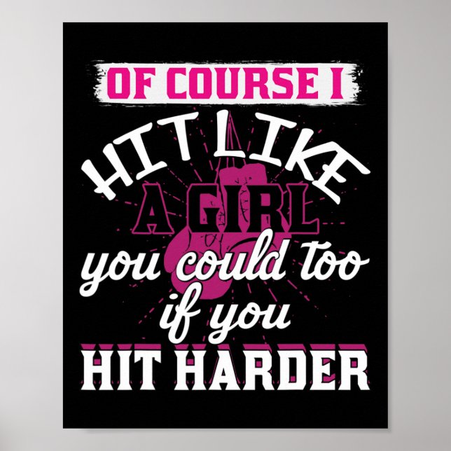 Affiche Chemise Frappez Comme Une Fille Kickboxing Boxe Am (Devant)