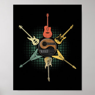 Affiche Chemise guitare. Style Rétro, Cadeau Pour Guitaris