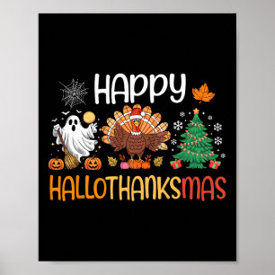 Affiche Chemise Hallothanksmas Drôle Halloween Thanksgivin