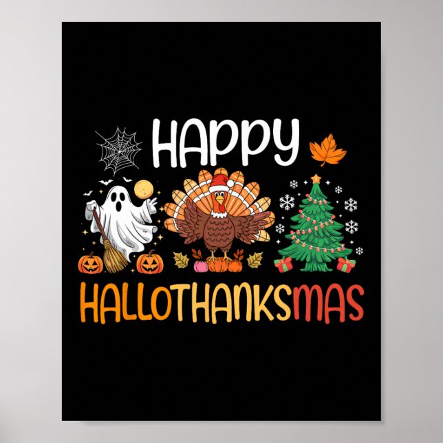 Affiche Chemise Hallothanksmas Drôle Halloween Thanksgivin (Devant)