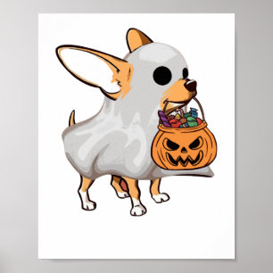 Affiche Chemise Halloween Citrouille Fantôme Chihuahua