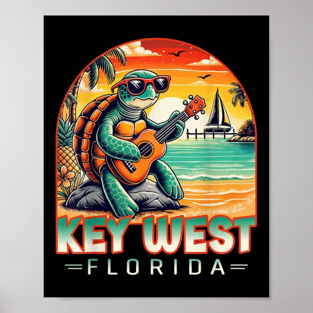Affiche Chemise Key West Floride Tortue Plage Tropicale Va (Devant)