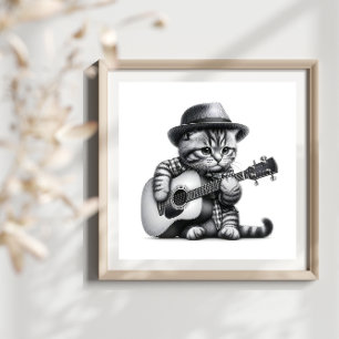 Affiche Chemise Kitten Casquette Acoustique Guitare Portra