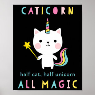 Affiche Chemise Licorne Demi-Chat Caticorn Drôle Filles Me