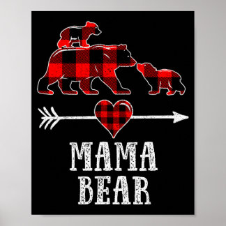 Affiche Chemise Maman Ours 2 Oursons, Maman Ours à carreau