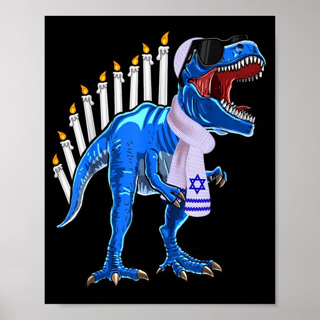 Affiche Chemise Menorasaurus Rex T Rex Dinosaure Hanukkah  (Devant)