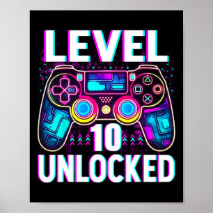 Affiche Chemise Niveau 10 Débloqué Drôle Vidéo Joueur Geek