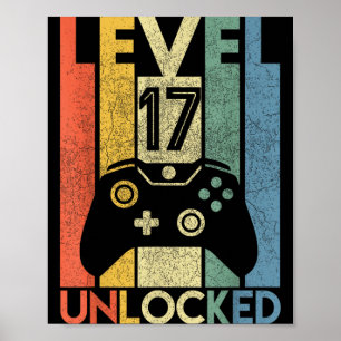 Affiche Chemise Niveau 17 Débloqué Drôle de Joueur de Jeu