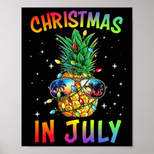 Affiche Chemise Noël en Juillet Ananas Arbre de Noël d'Été