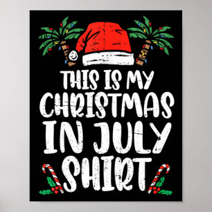Affiche Chemise Noël en Juillet Chapeau de Père Noël Plage