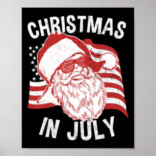 Affiche Chemise Noël En Juillet Rétro Hipster Santa 4 Juil