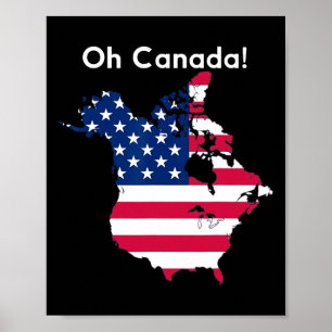 Affiche Chemise Oh Canada Carte des États-Unis Drôle Trump