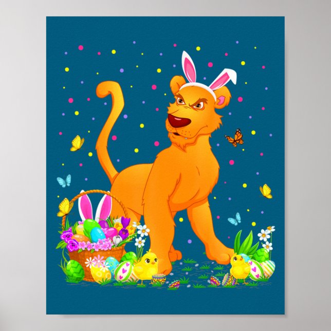 Affiche Chemise Pâques Cougar Lapin Oeuf Chasse (Devant)