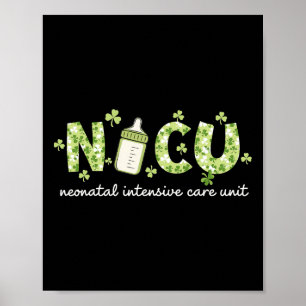 Affiche Chemise Rétro Shamrock Infirmière Nicu Bonne Fête
