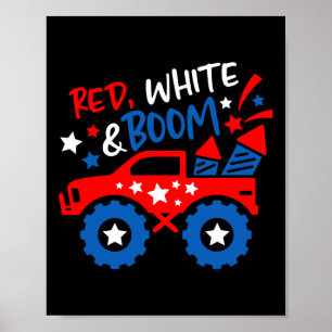 Affiche Chemise Rouge Blanc Et Boom 4 juillet Indépendance