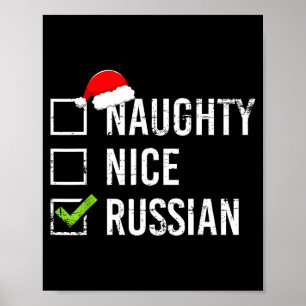 Affiche Chemise russe Nice Naughty Père Noël drôle Russie