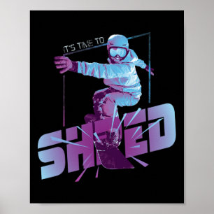 Affiche Chemise Shred Vintage Snowboard 80s Costume Snowbo