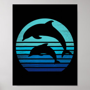 Affiche Chemise Silhouette Dauphins Rétro Vintage