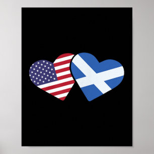 Affiche Chemise T drapeau Ecosse Usa coeur écossais améric