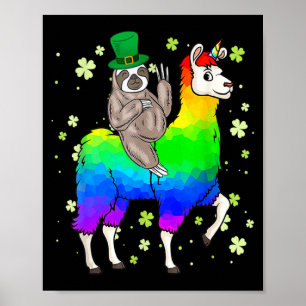 Affiche Chemise T Sloth à cheval sur un Llama Leprechaun S