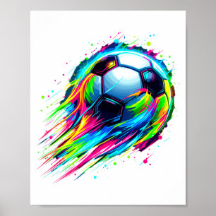 Affiche Chemise T Soccer Balle de foot Tie Dye Colorée