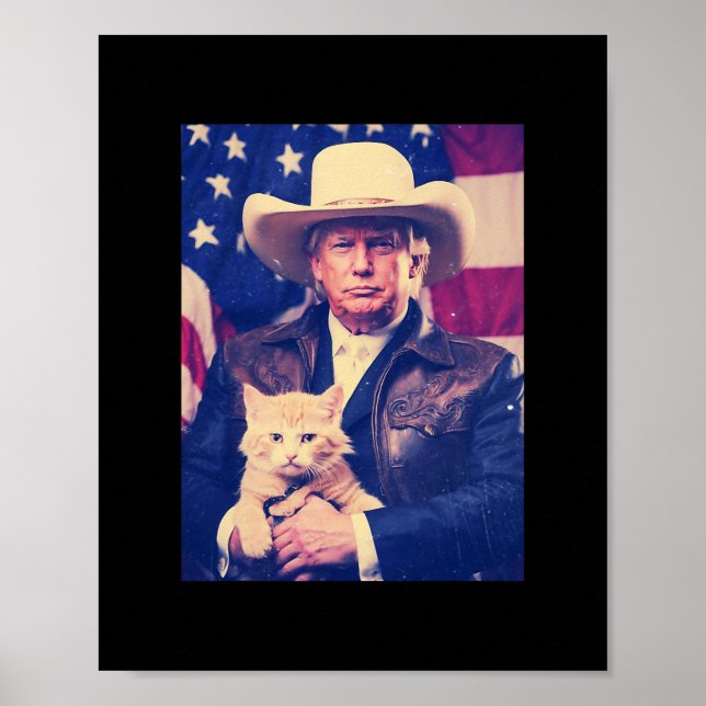 Affiche Chemise Trump Chat Drôle Cowboy Donald Trump Améri (Devant)
