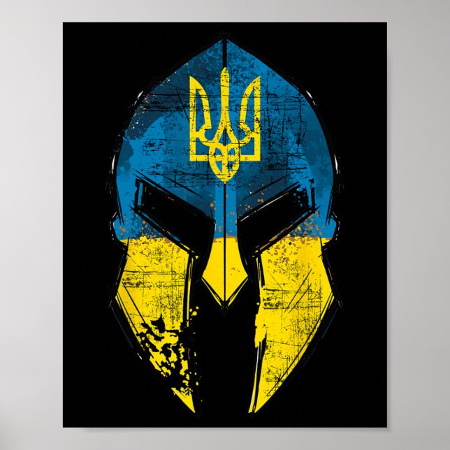 Affiche Chemise Ukraine Casque Sparta Blason Ukraine Drape (Devant)