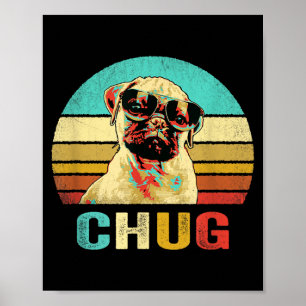 Affiche Chemise Vintage Chug Chien Coucher de soleil