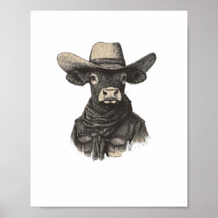 Affiche Chemise vintage de vache à cow-boy - Vache occiden