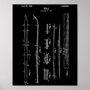 Affiche Chemise vintage Ski Blueprint - Ski d'eau de neige