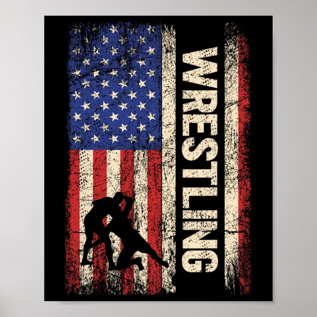 Affiche Chemise Wrestling Usa Drapeau Américain Lutte 4 Ju (Devant)