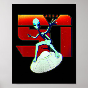 Affiche Chemise Zone 51 Extraterrestre Vert Ufo Soucoupes